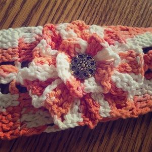 Winter Headband, knitted, Style, Orange & white